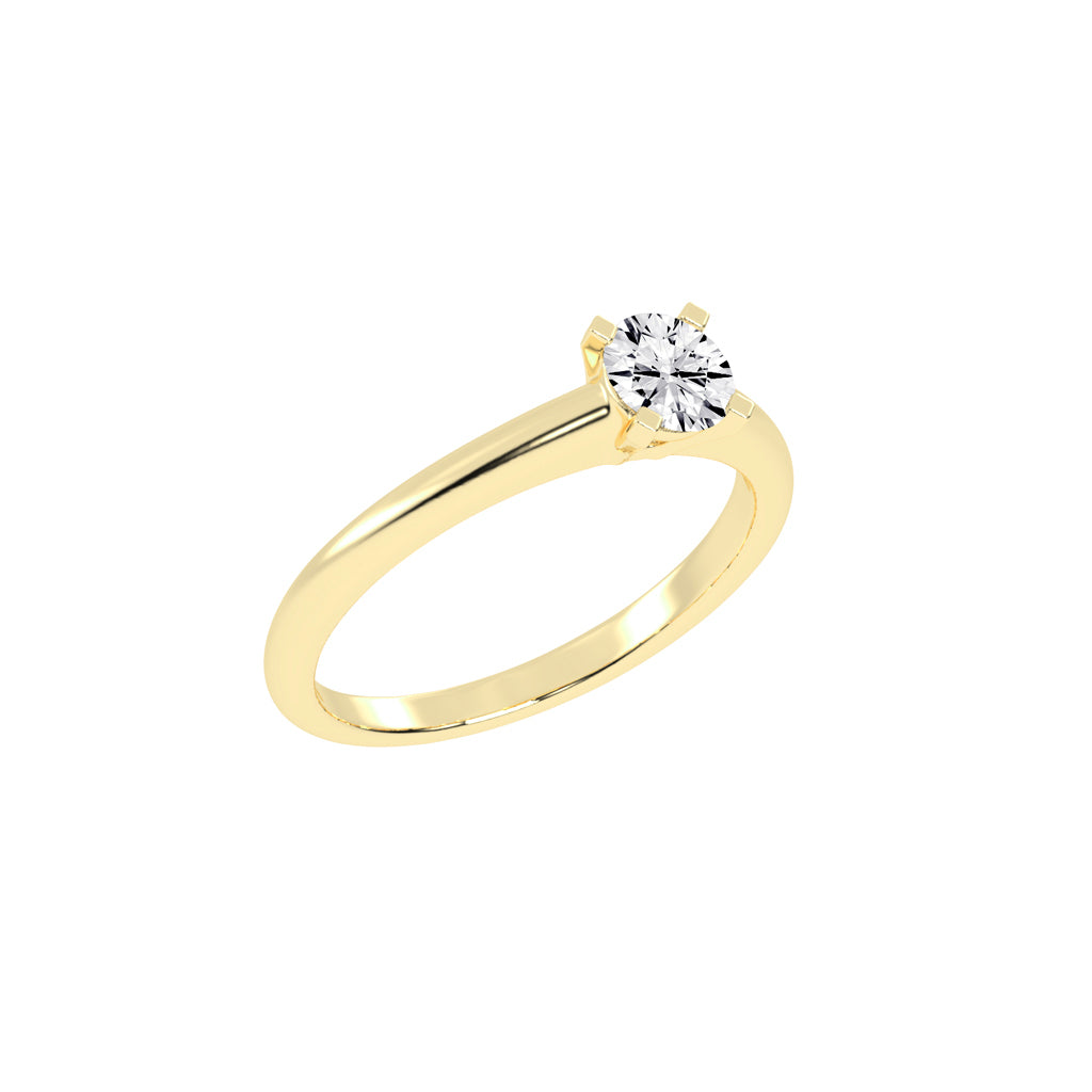 Solirra 0.50Ct Tab Prong Round Cut Solitaire Lab Diamond Ring