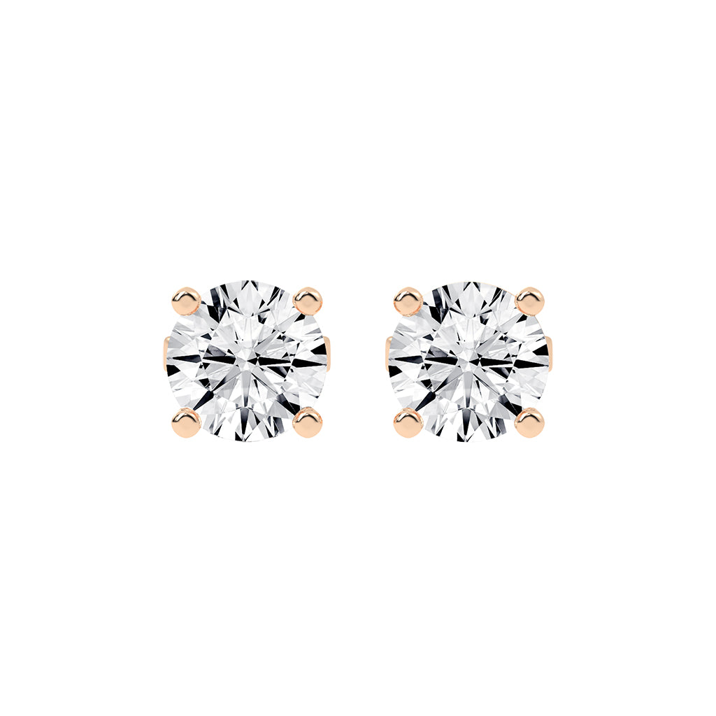 2Ct Round Shape Yellow Gold Solitaire Studs Earrings