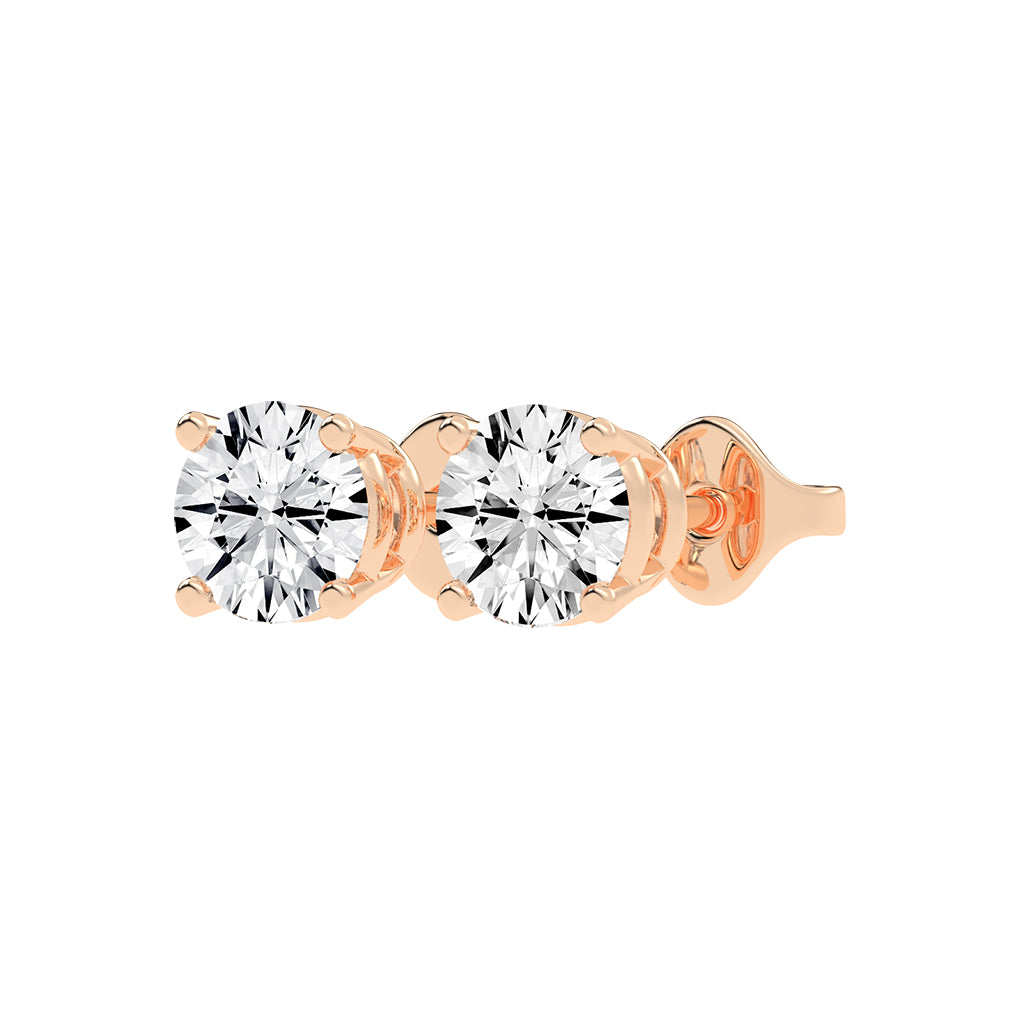 2Ct Round Shape Yellow Gold Solitaire Studs Earrings