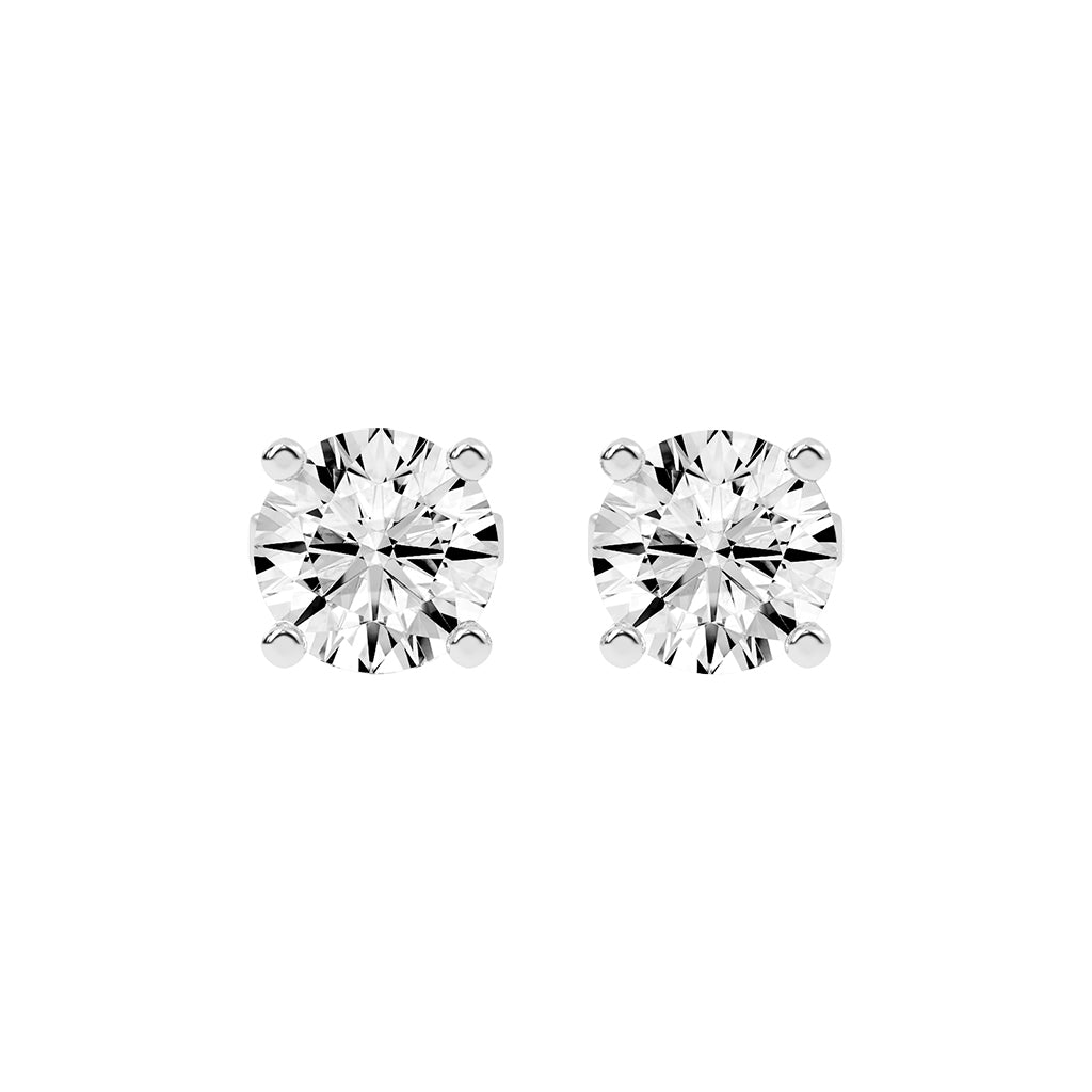 2Ct Round Shape Yellow Gold Solitaire Studs Earrings