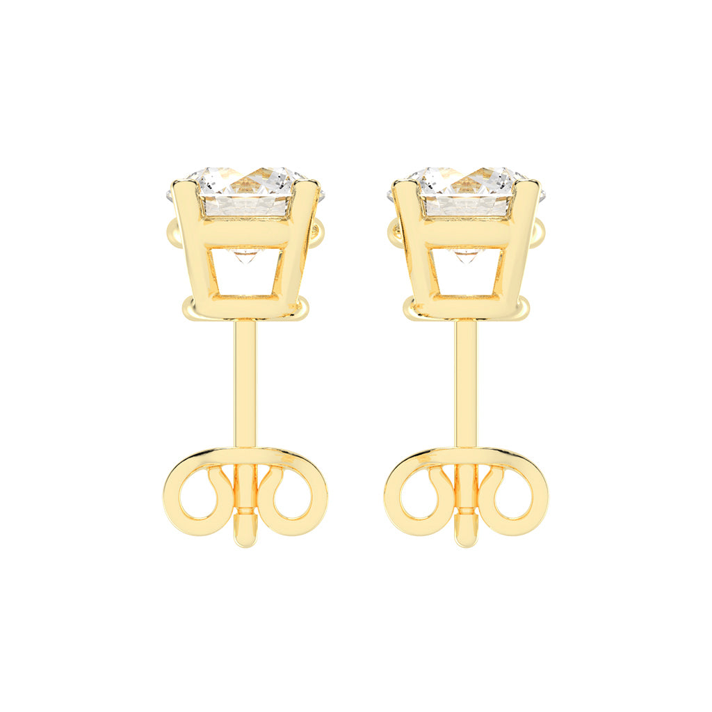 2Ct Round Shape Yellow Gold Solitaire Studs Earrings