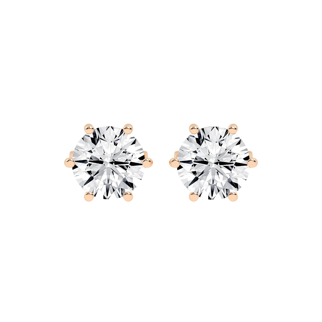 2Ct Round Shape Yellow Gold Solitaire Studs Earrings
