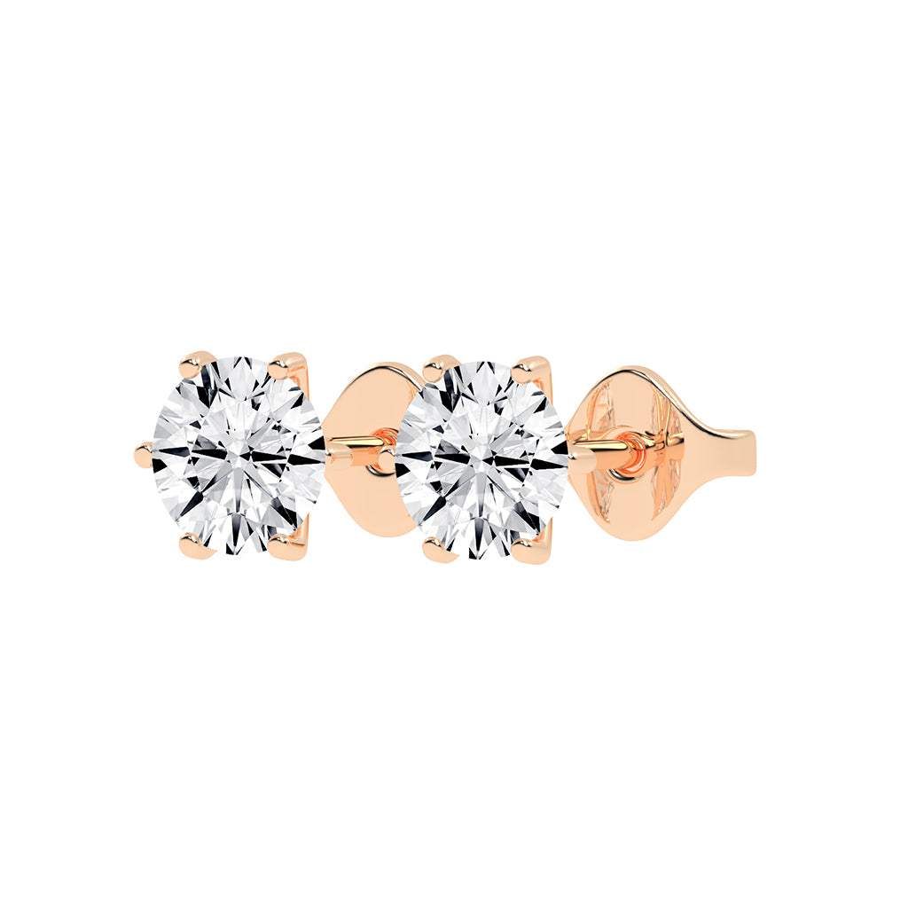 2Ct Round Shape Yellow Gold Solitaire Studs Earrings