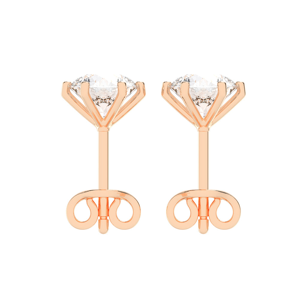 2Ct Round Shape Yellow Gold Solitaire Studs Earrings