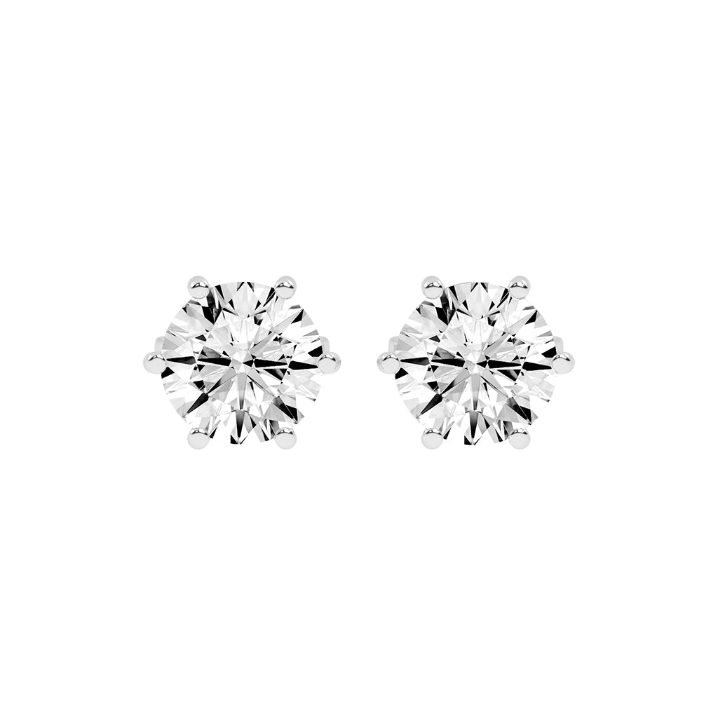 2Ct Round Shape Yellow Gold Solitaire Studs Earrings