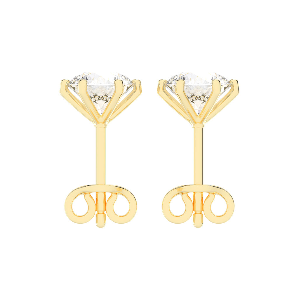 2Ct Round Shape Yellow Gold Solitaire Studs Earrings