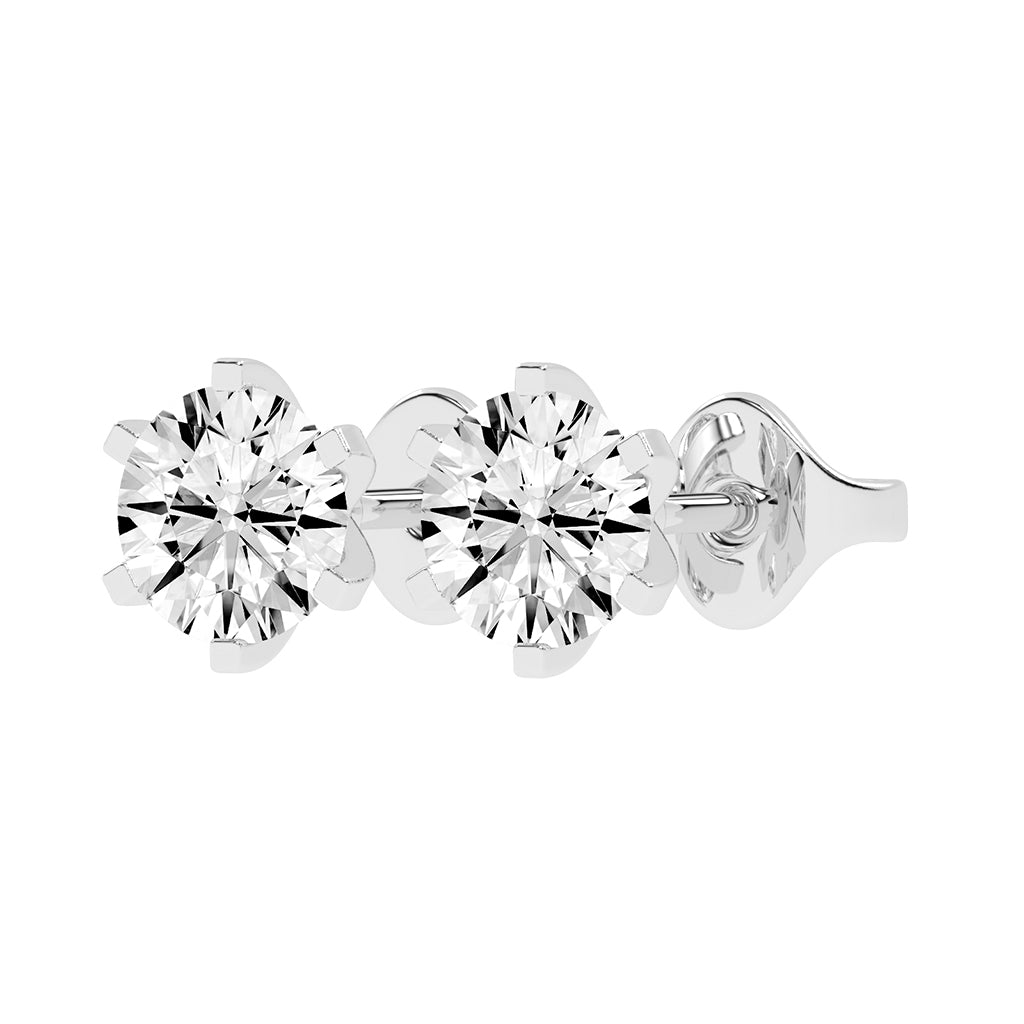 2Ct Round Shape Rose Gold Solitaire Studs Earrings