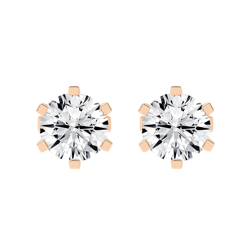 2Ct Round Shape Yellow Gold Solitaire Studs Earrings