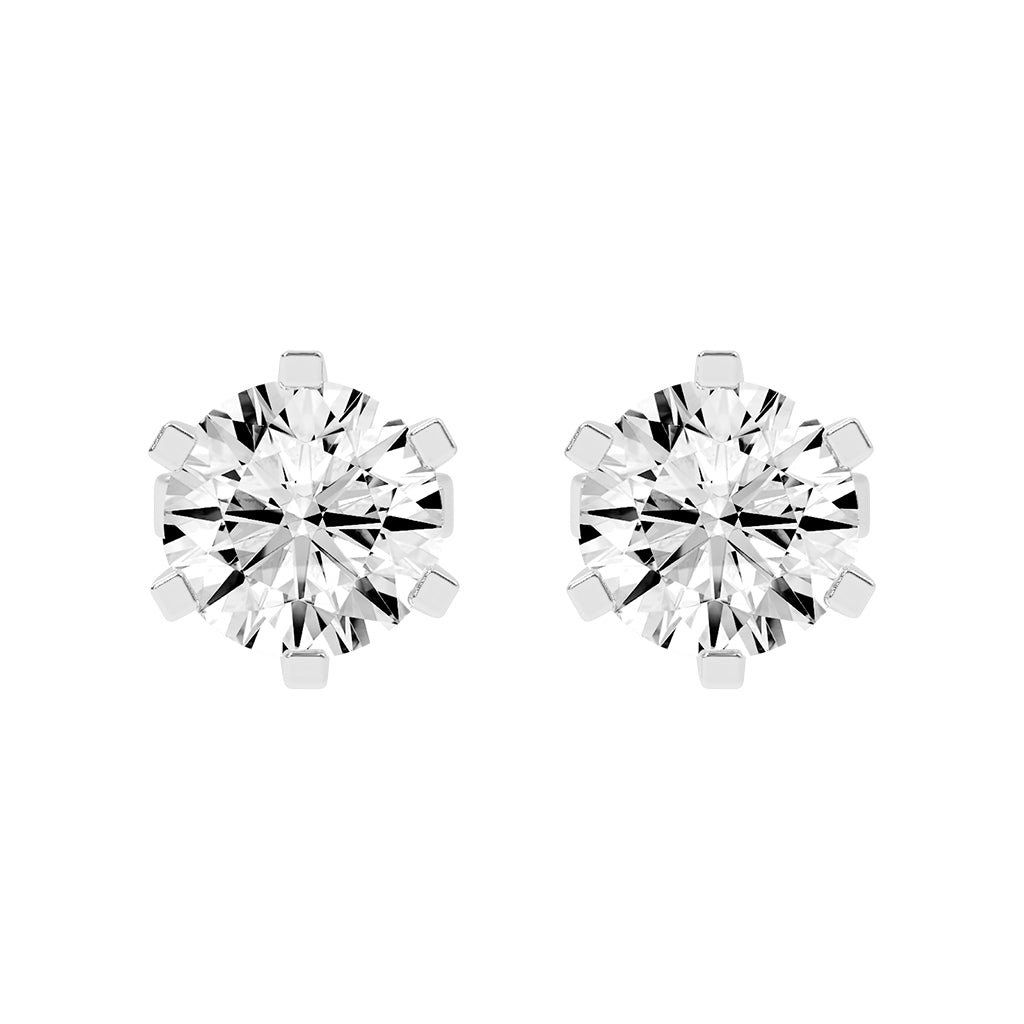 2Ct Round Shape Yellow Gold Solitaire Studs Earrings