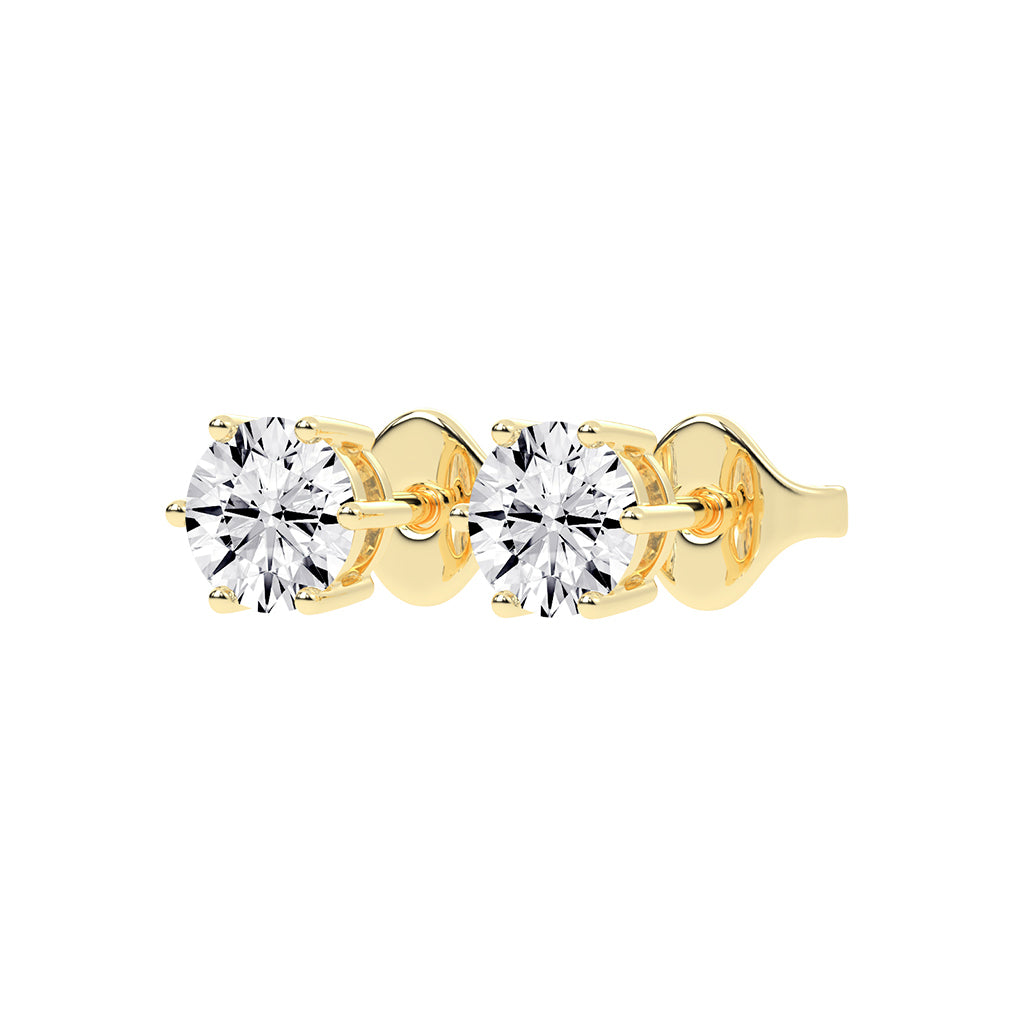 1.25Ct Round Shape Yellow Gold Solitaire Studs Earrings