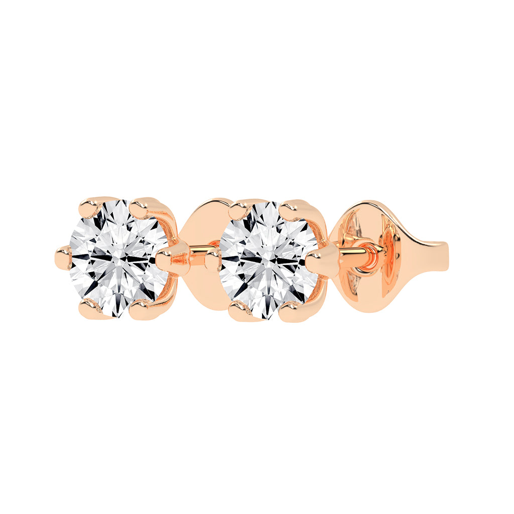 1.5Ct Round Shape Gold Solitaire Studs Earrings