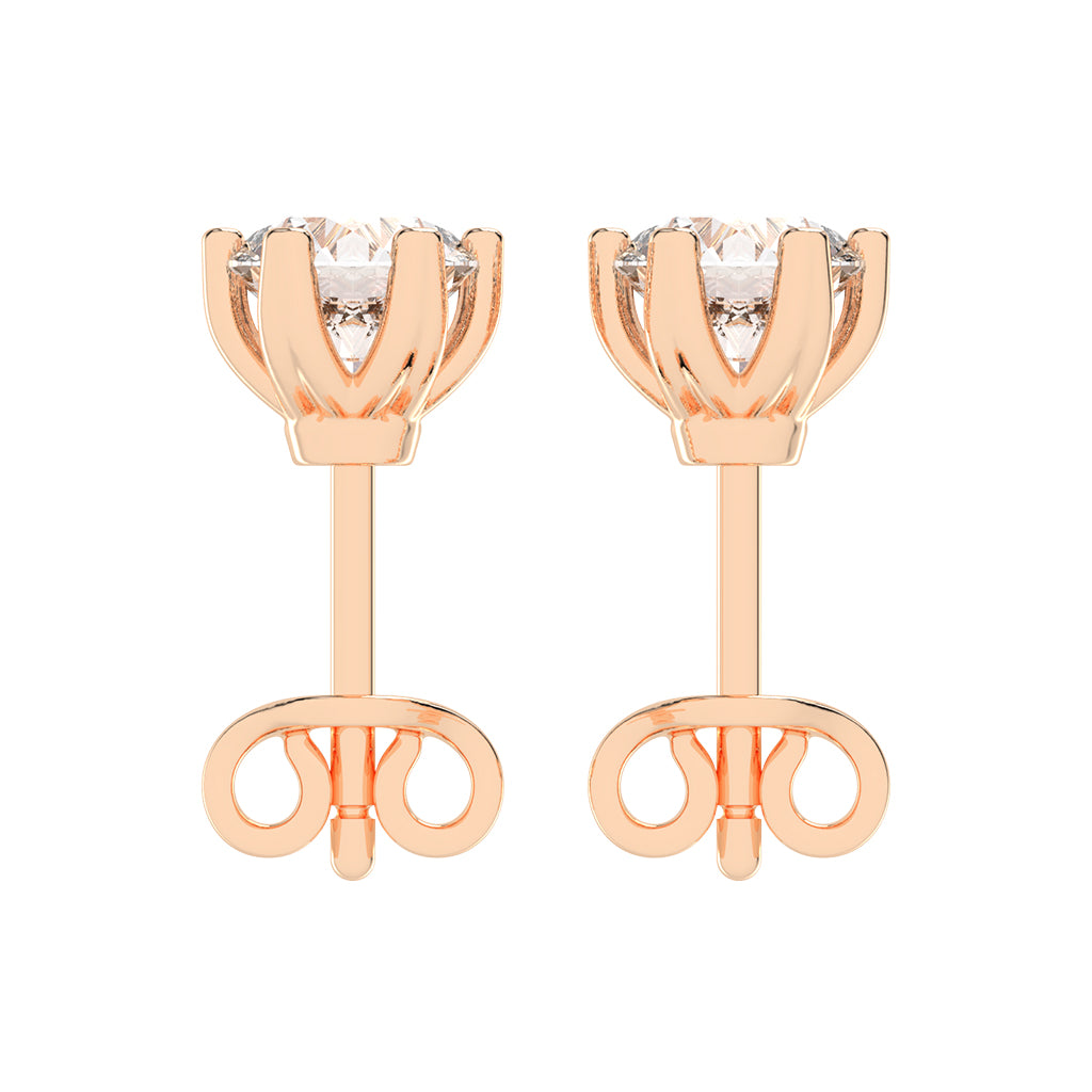 1.5Ct Round Shape Gold Solitaire Studs Earrings