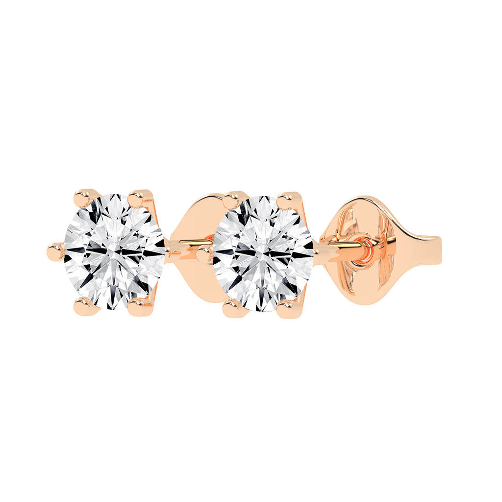 1.25Ct Round Shape Gold Solitaire Studs Earrings