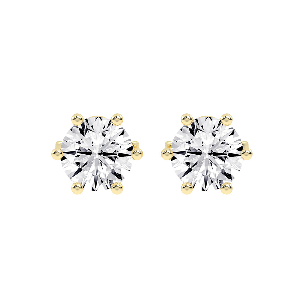 1.25Ct Round Shape Gold Solitaire Studs Earrings
