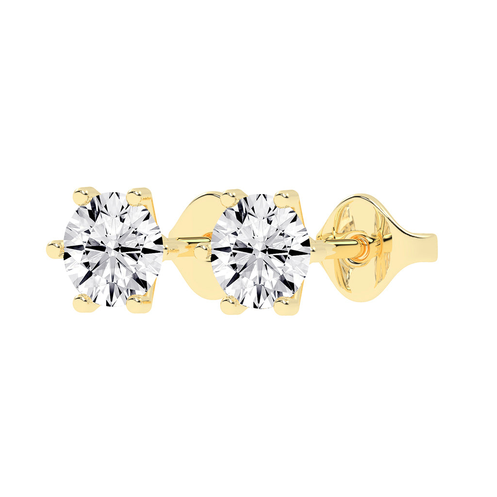 1.25Ct Round Shape Gold Solitaire Studs Earrings