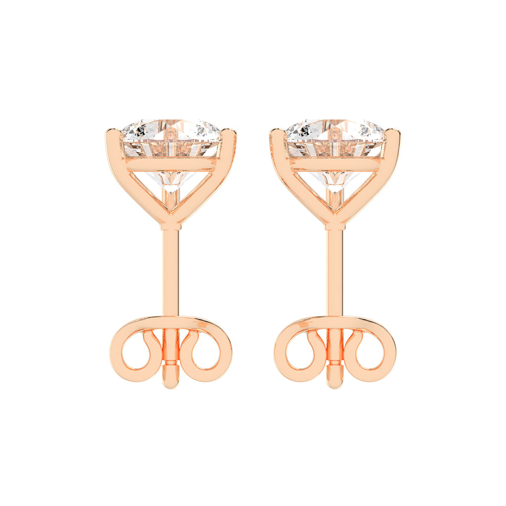 2.25Ct Round Shape Rose Gold Solitaire Studs Earrings
