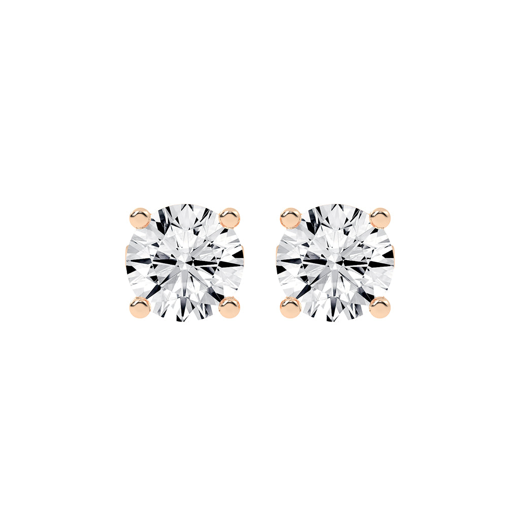 2Ct Round Shape Yellow Gold Solitaire Studs Earrings