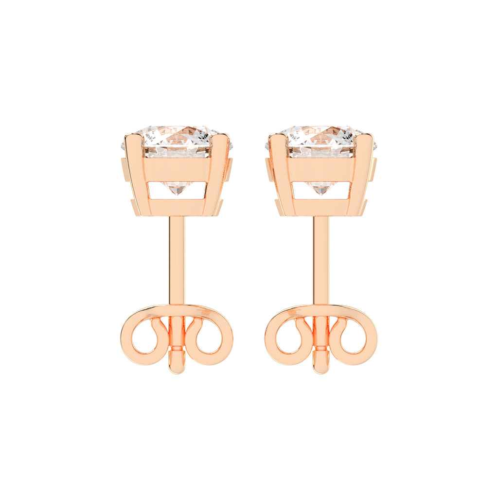 2Ct Round Shape Yellow Gold Solitaire Studs Earrings