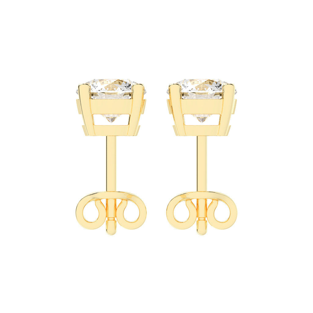 2Ct Round Shape Yellow Gold Solitaire Studs Earrings