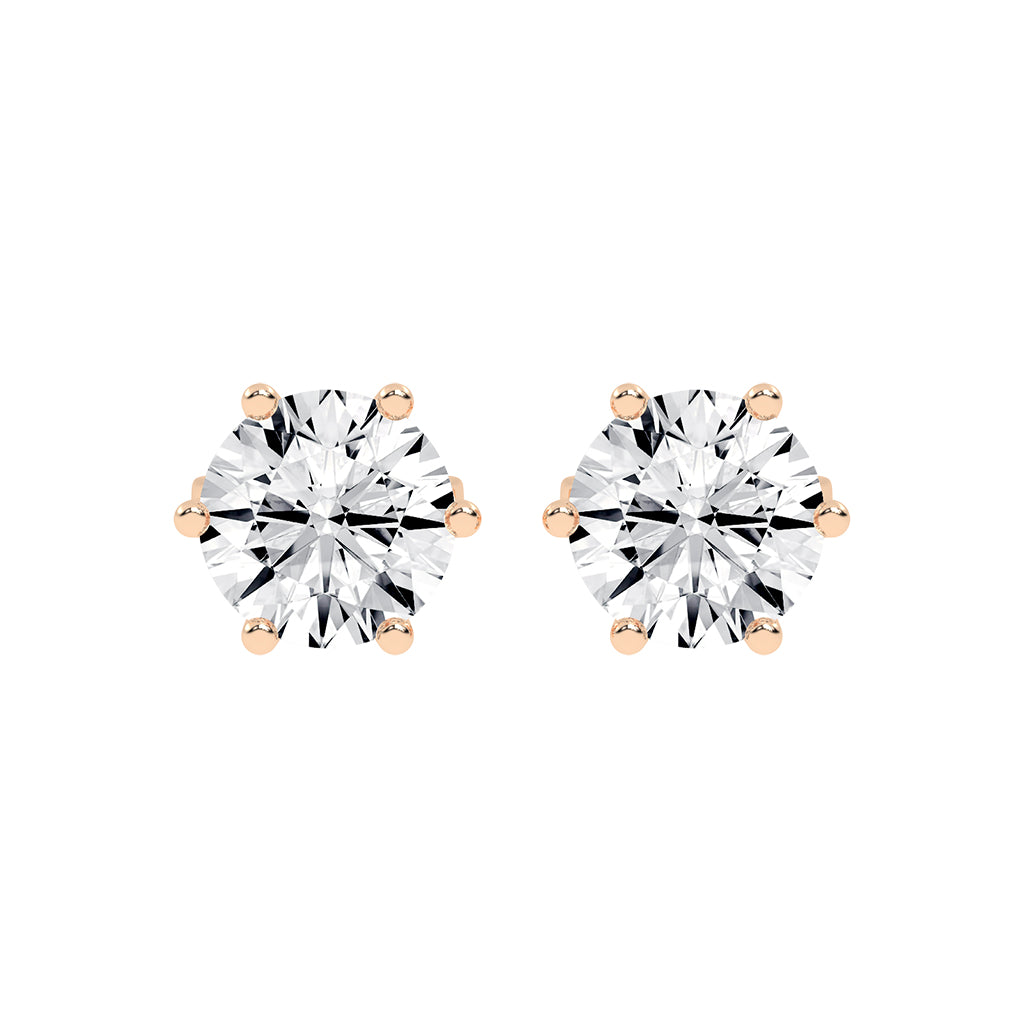 2Ct Round Shape Gold Solitaire Studs Earrings
