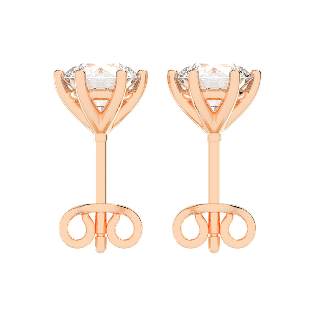 2Ct Round Shape Gold Solitaire Studs Earrings