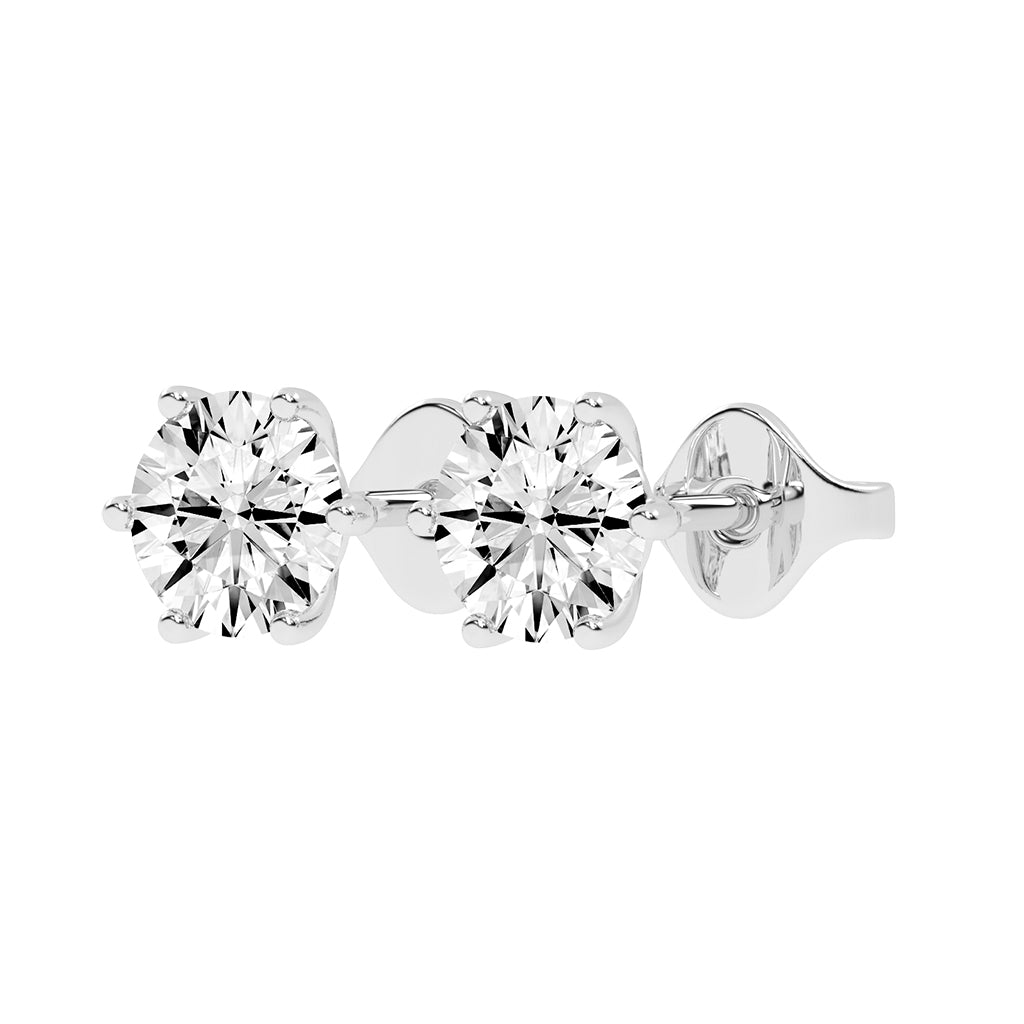2Ct Round Shape Gold Solitaire Studs Earrings