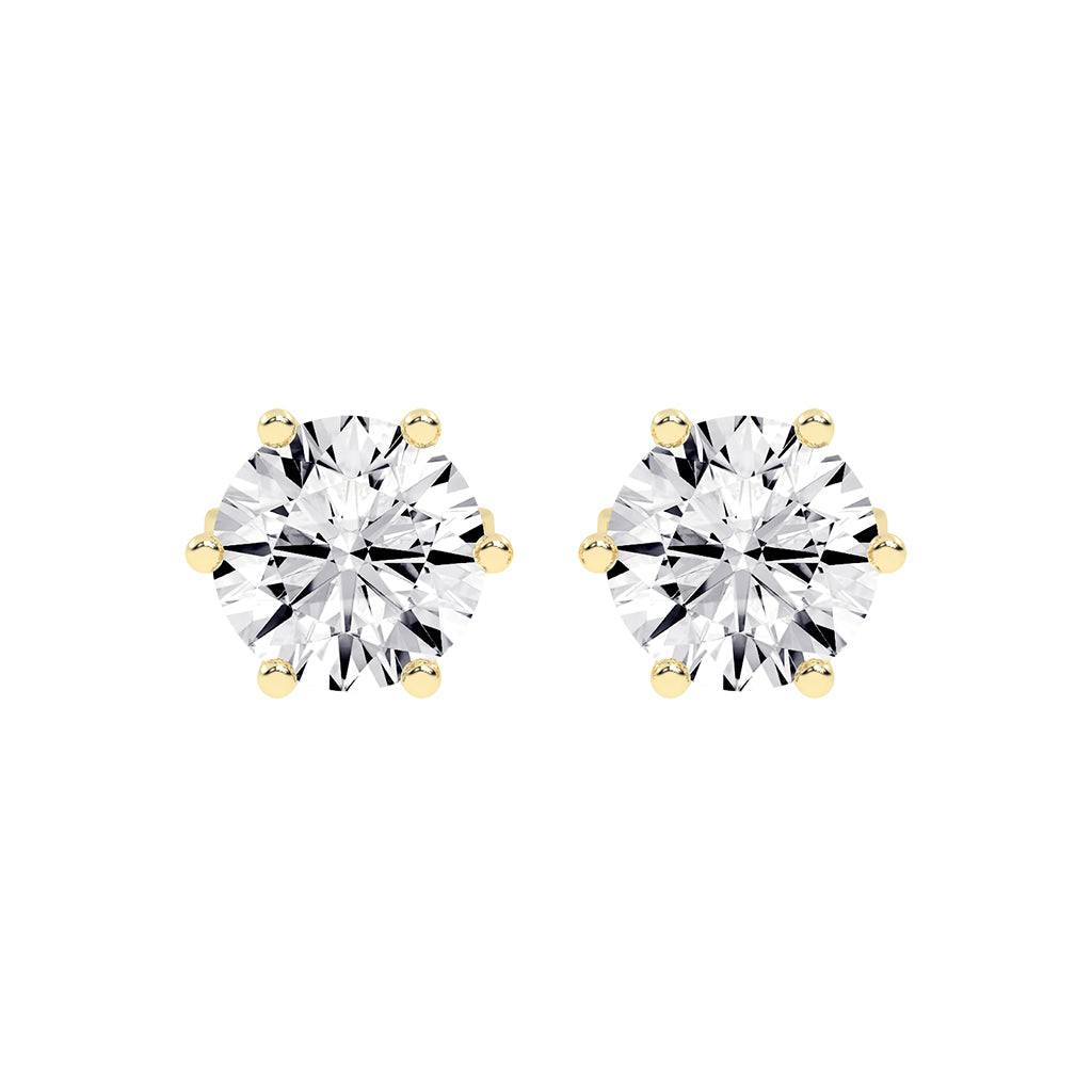 2Ct Round Shape Gold Solitaire Studs Earrings