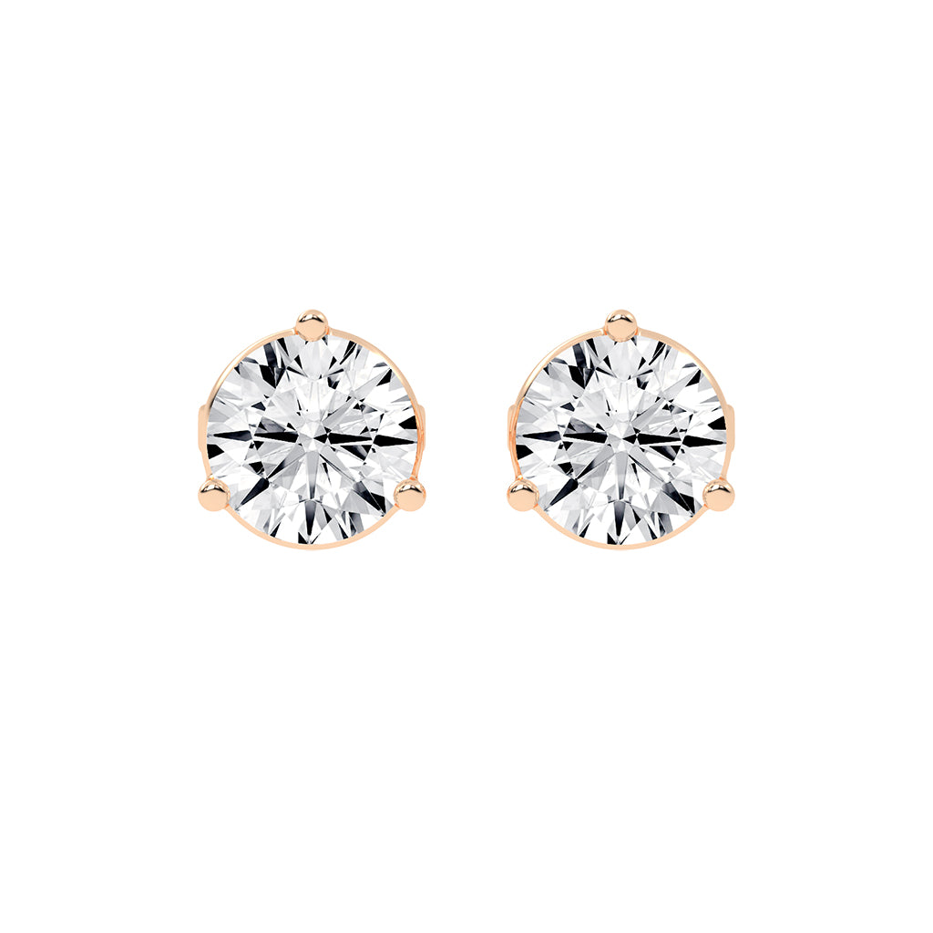 2Ct Round Shape Yellow Gold Solitaire Studs Earrings