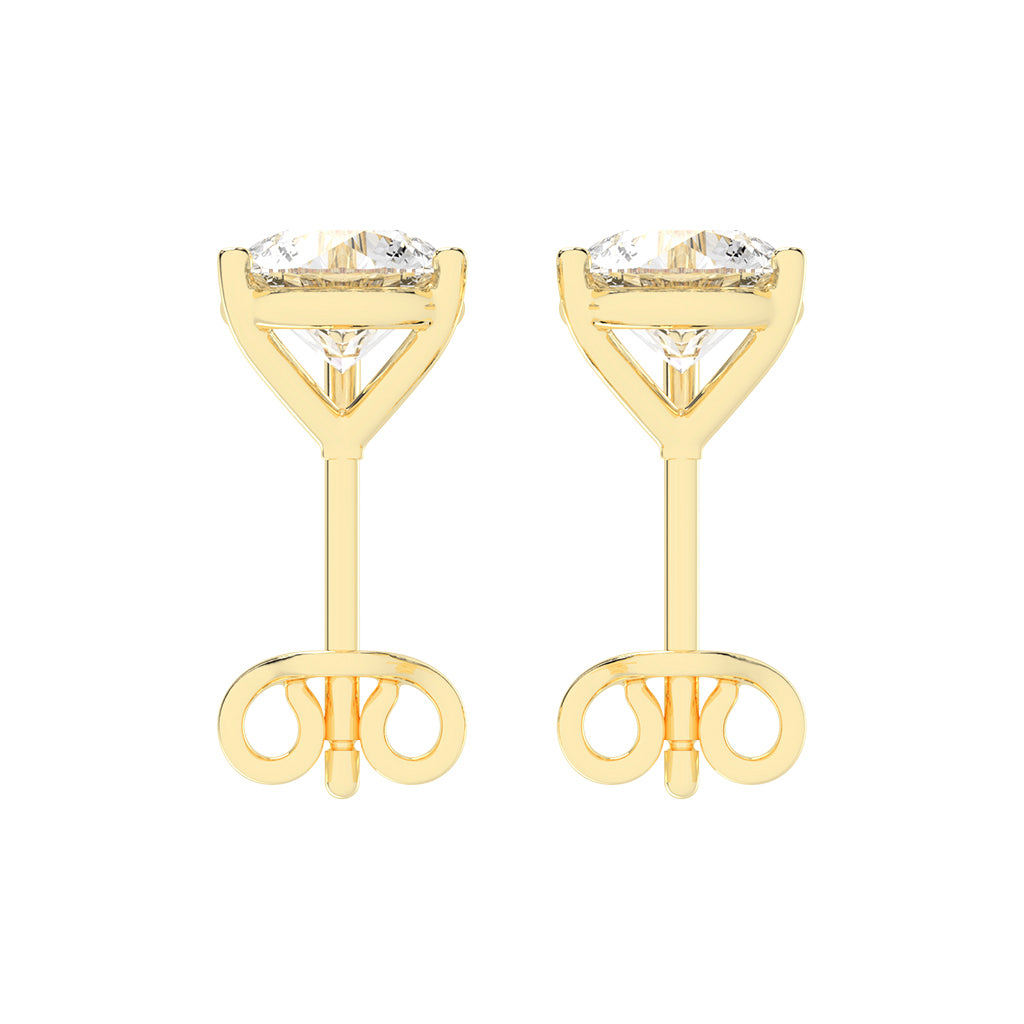 2Ct Round Shape Yellow Gold Solitaire Studs Earrings