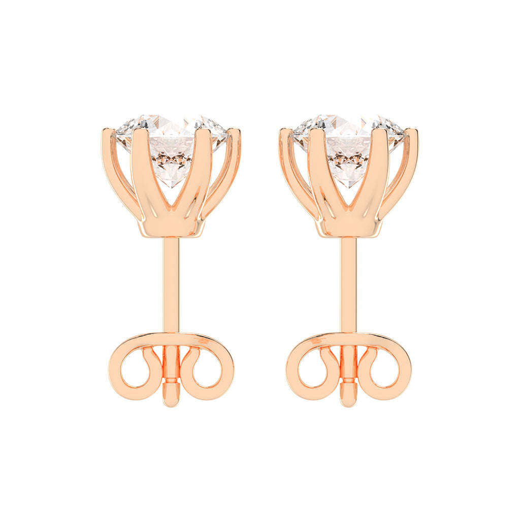 2Ct Round Shape Gold Solitaire Studs Earrings