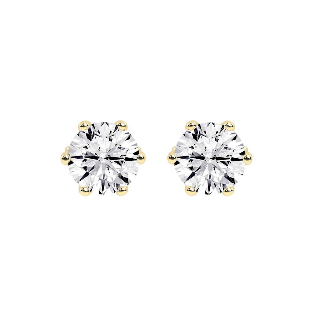 2Ct Round Shape Gold Solitaire Studs Earrings