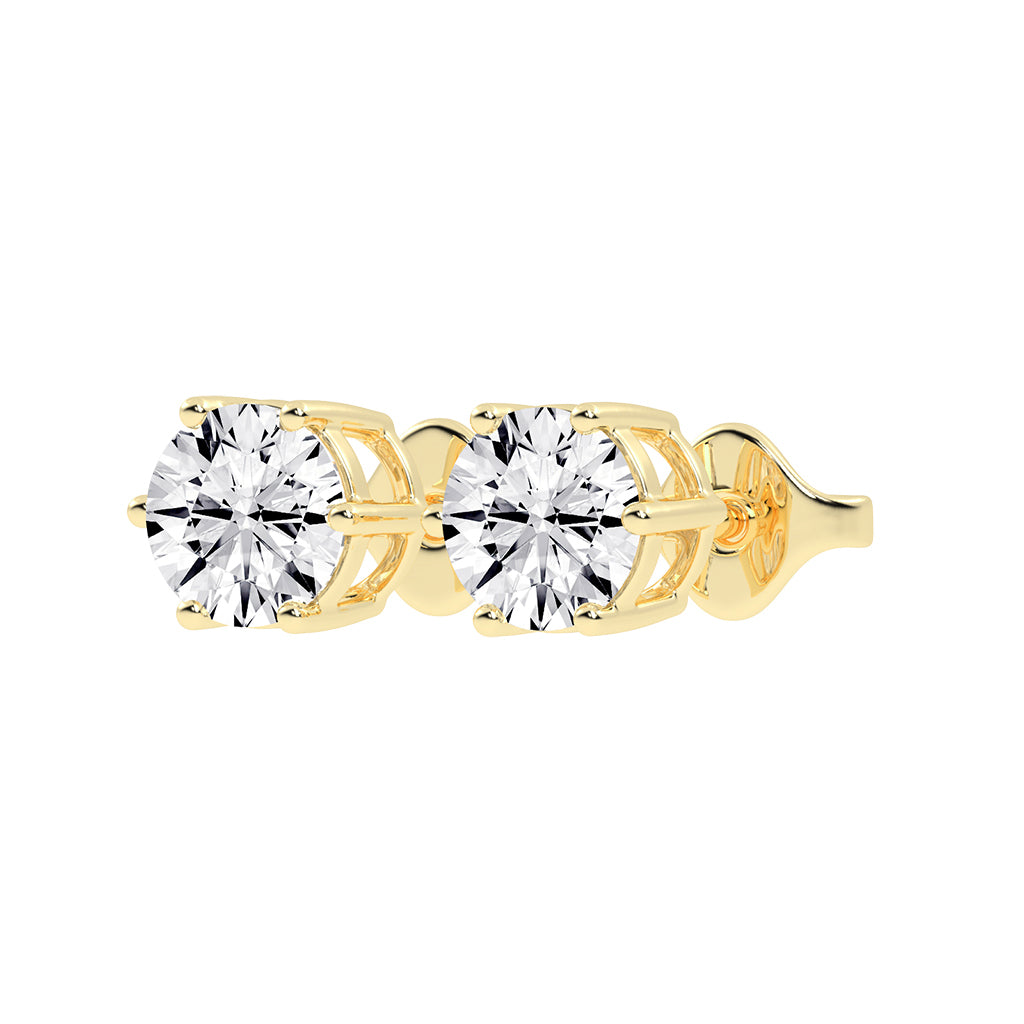 2Ct Round Shape Rose Gold Solitaire Studs Earrings