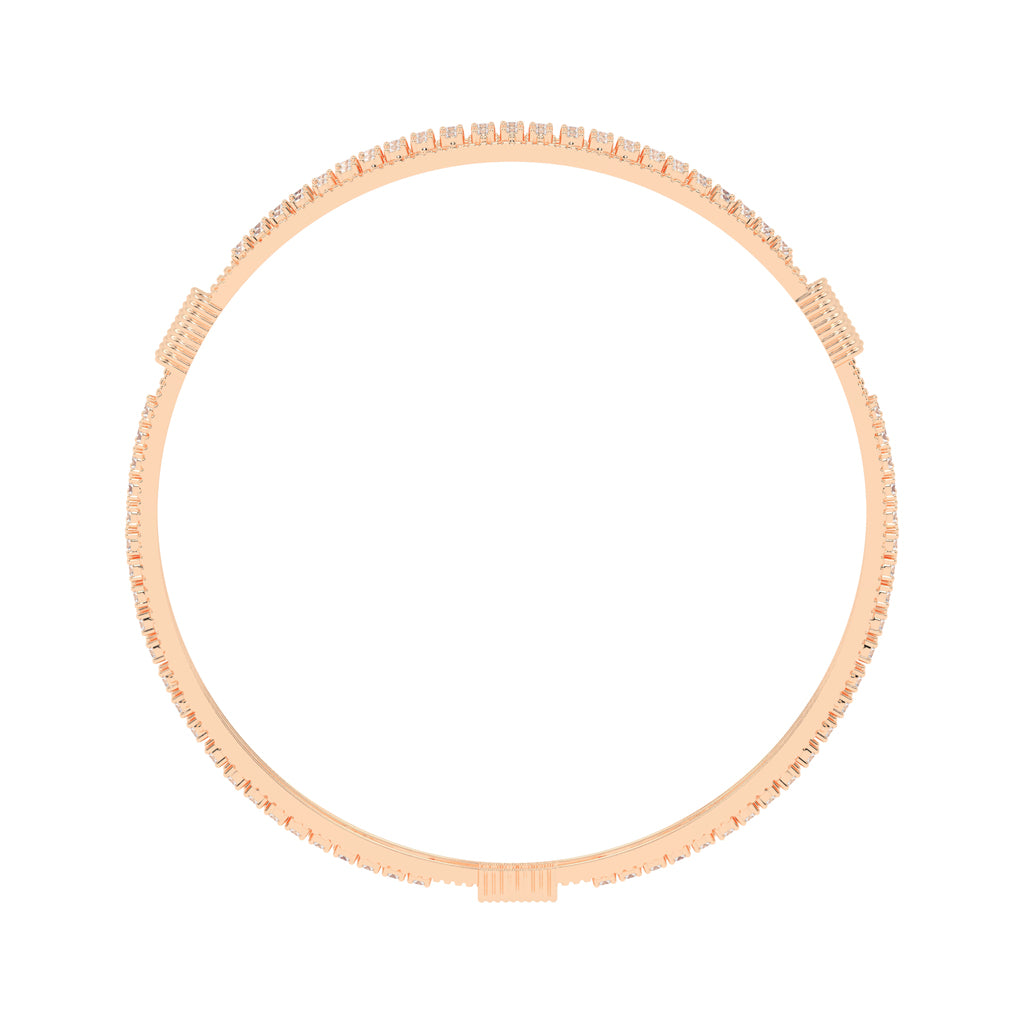 Nyra dual round cut broad lab diamond bangles