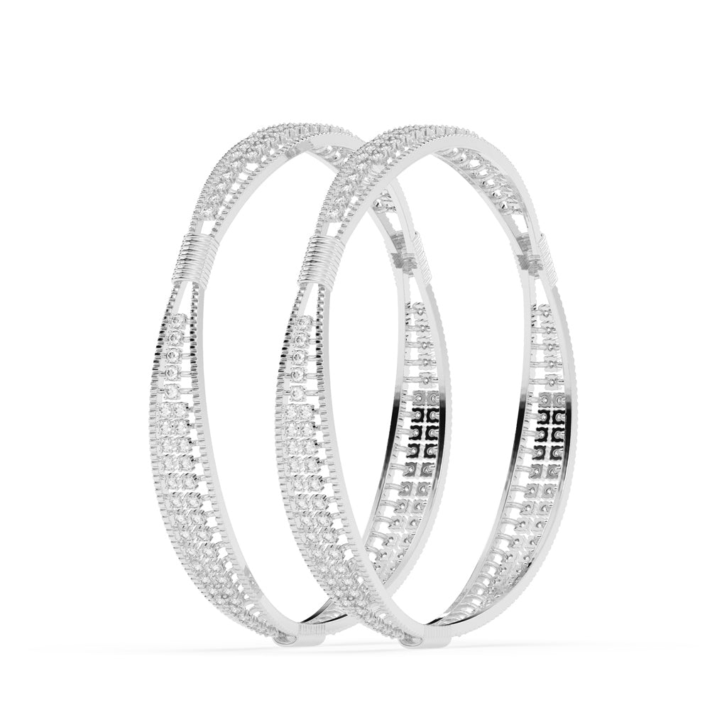 Nyra dual round cut broad lab diamond bangles