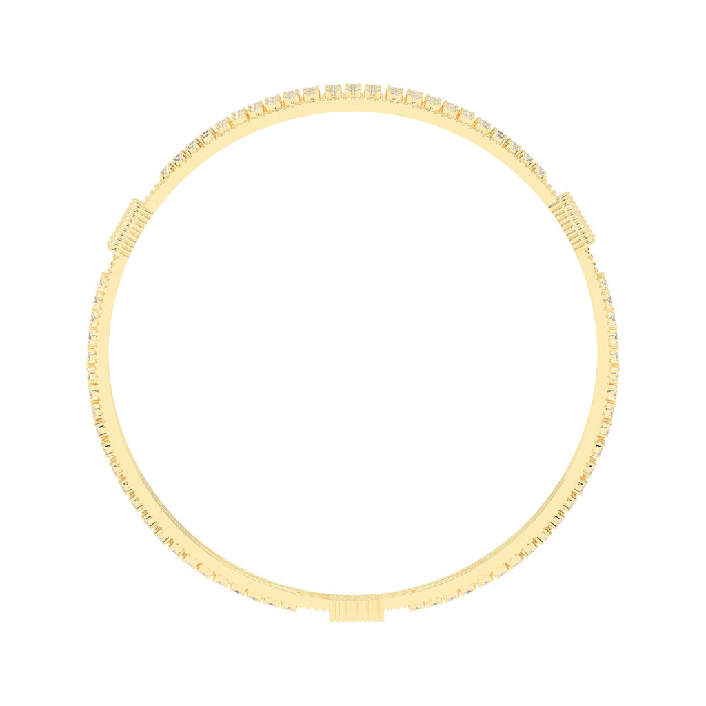 Nyra dual round cut broad lab diamond bangles