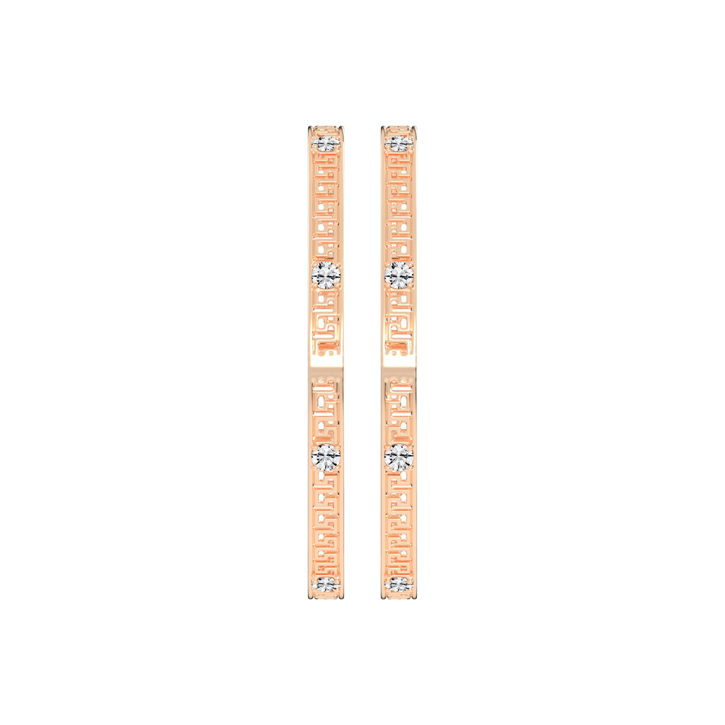 Luxury Diamond Accented Greek Key Eternity Bangle Bracelet Elegant Yellow Gold Geometric Statement Jewelry
