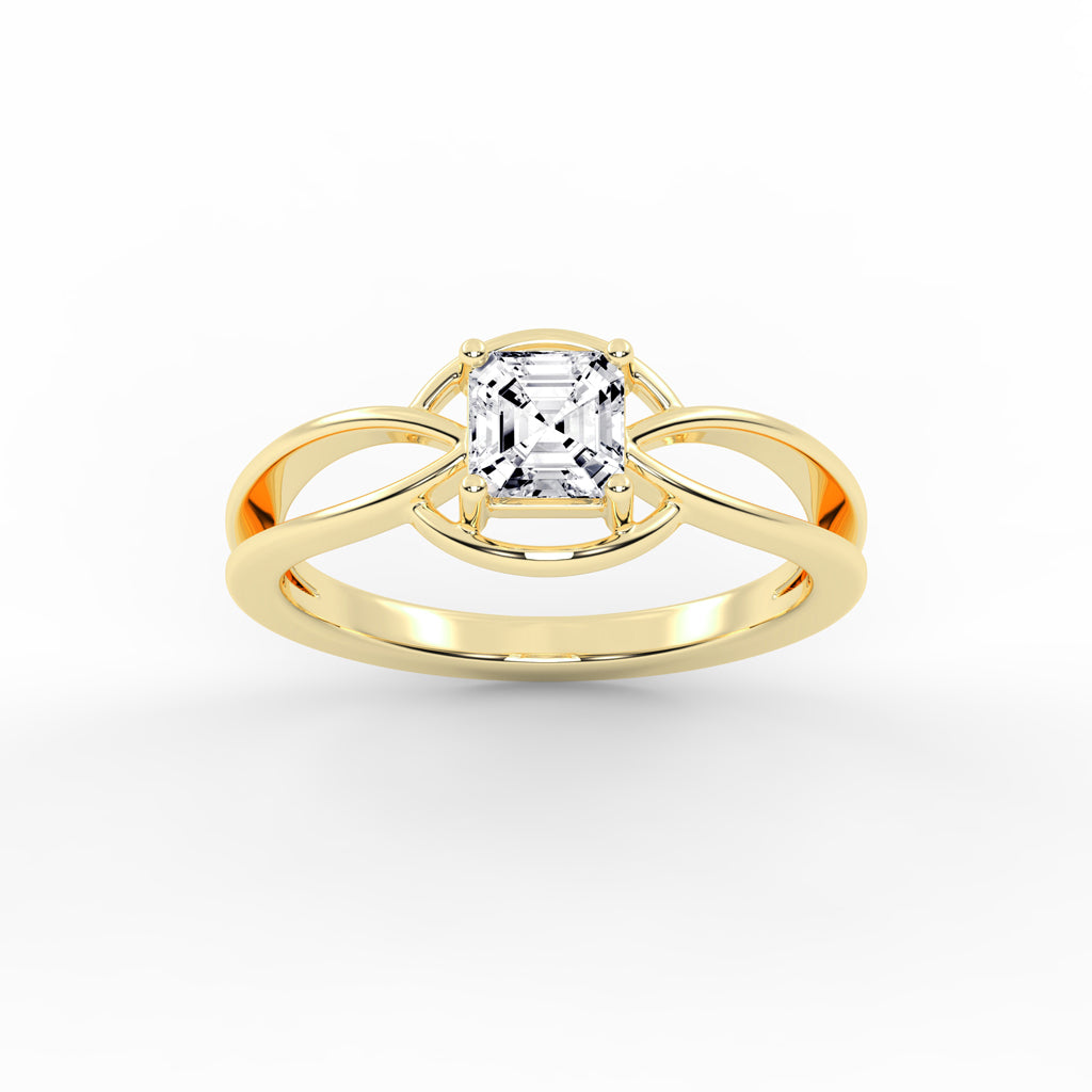 Solavira Square Emerald cut solitaire lab diamond ring