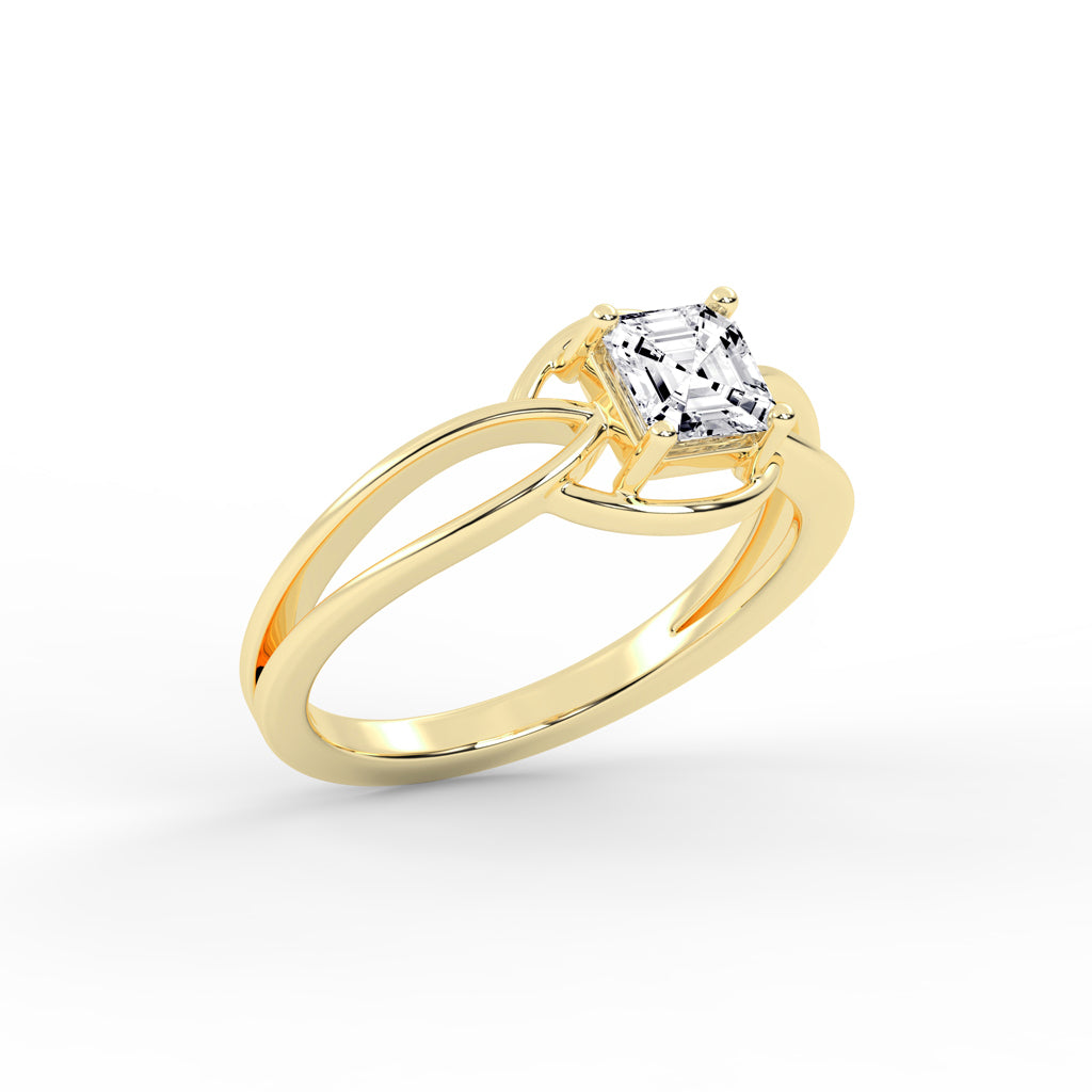 Solavira Square Emerald cut solitaire lab diamond ring