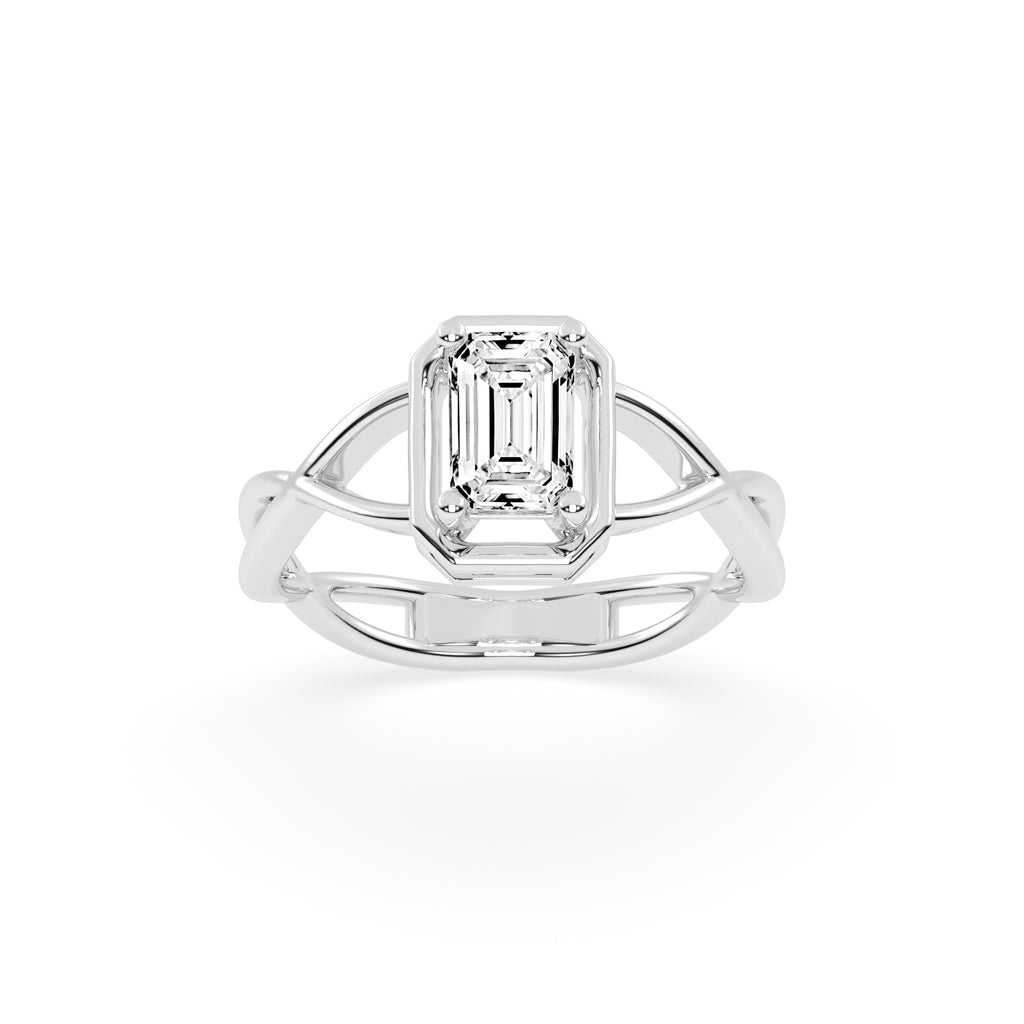 Soltrista criss - cross radiant cut solitaire lab diamond ring