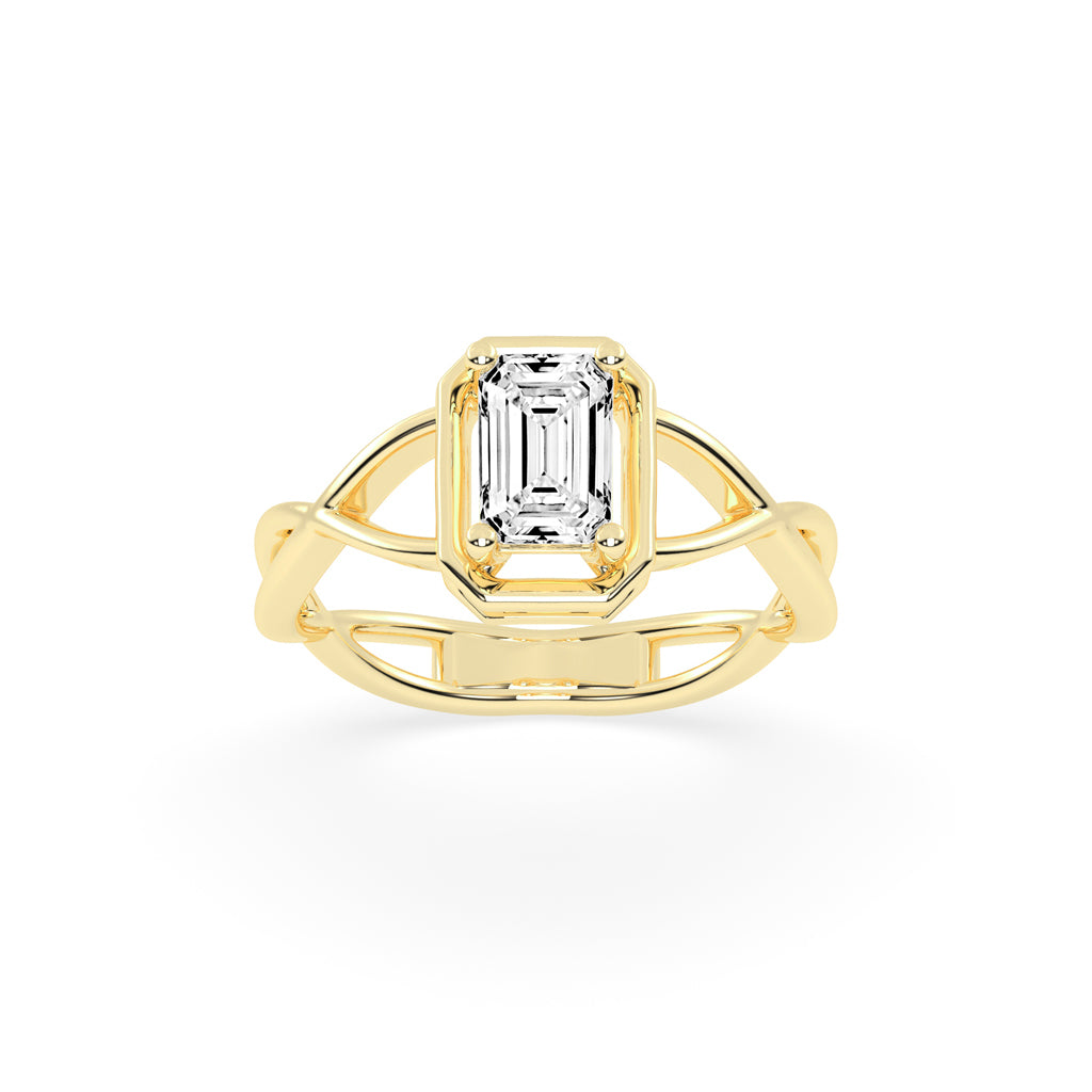 Soltrista criss cross radiant cut solitaire lab diamond ring