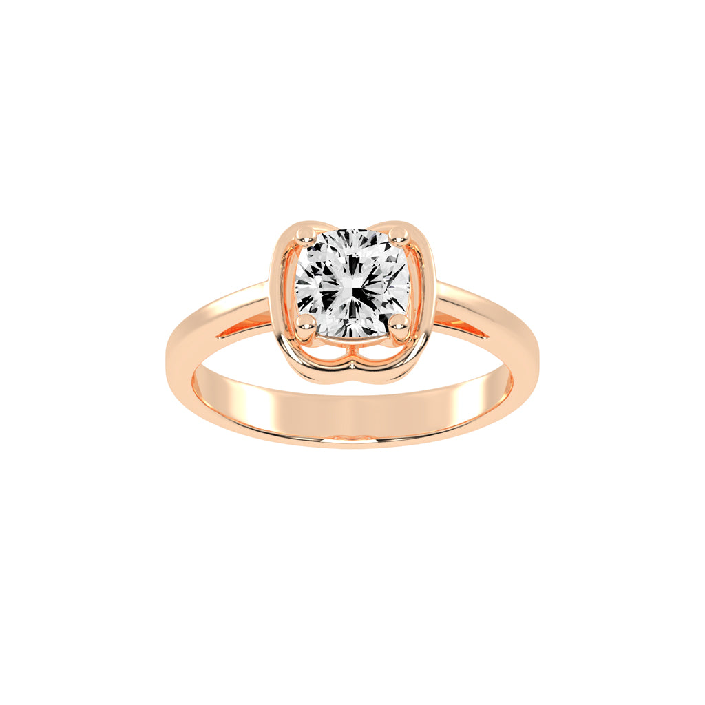 Solmera Four Prong Cushion Cut Solitaire Lab Diamond Ring