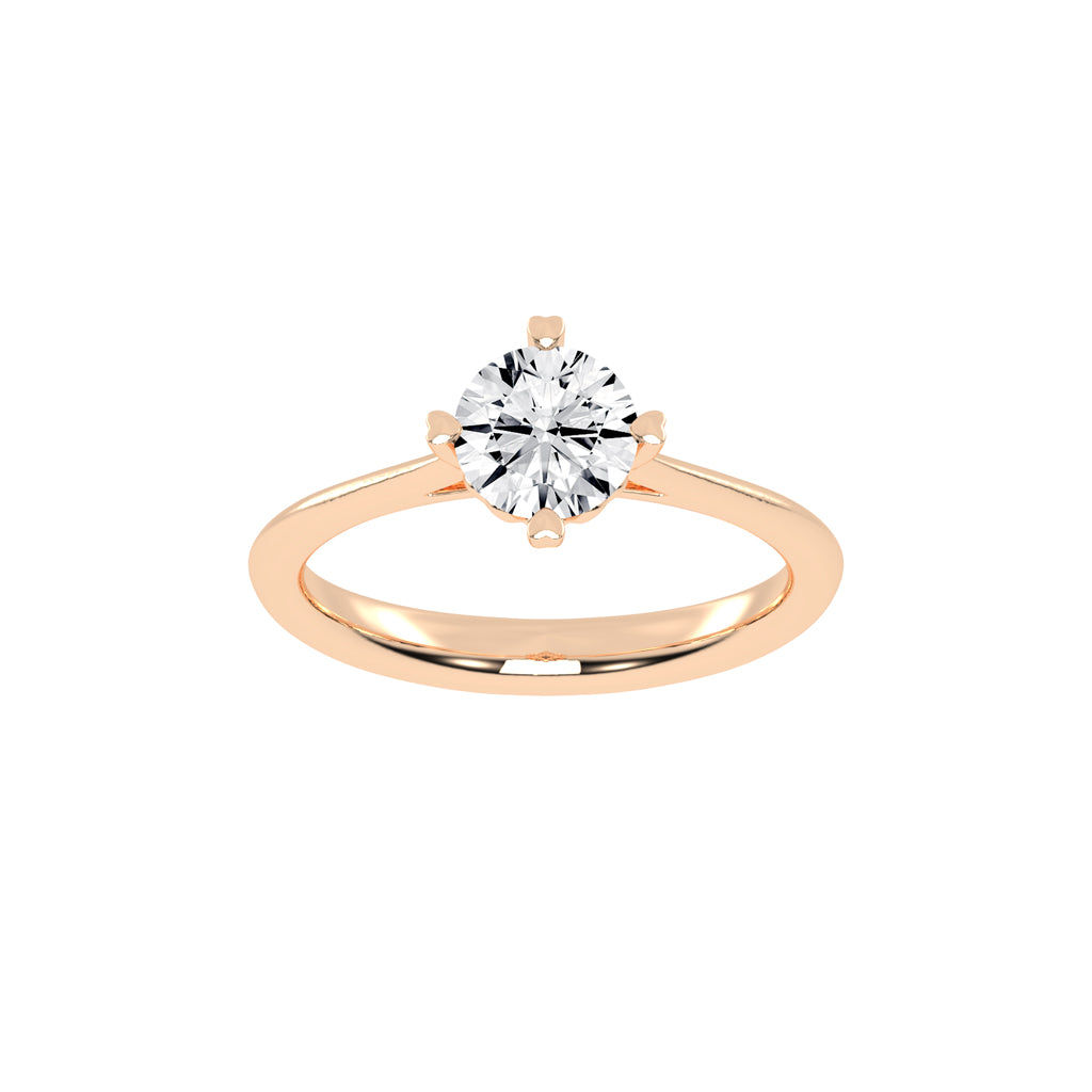 Solantica Four prong round cut solitaire lab diamond ring