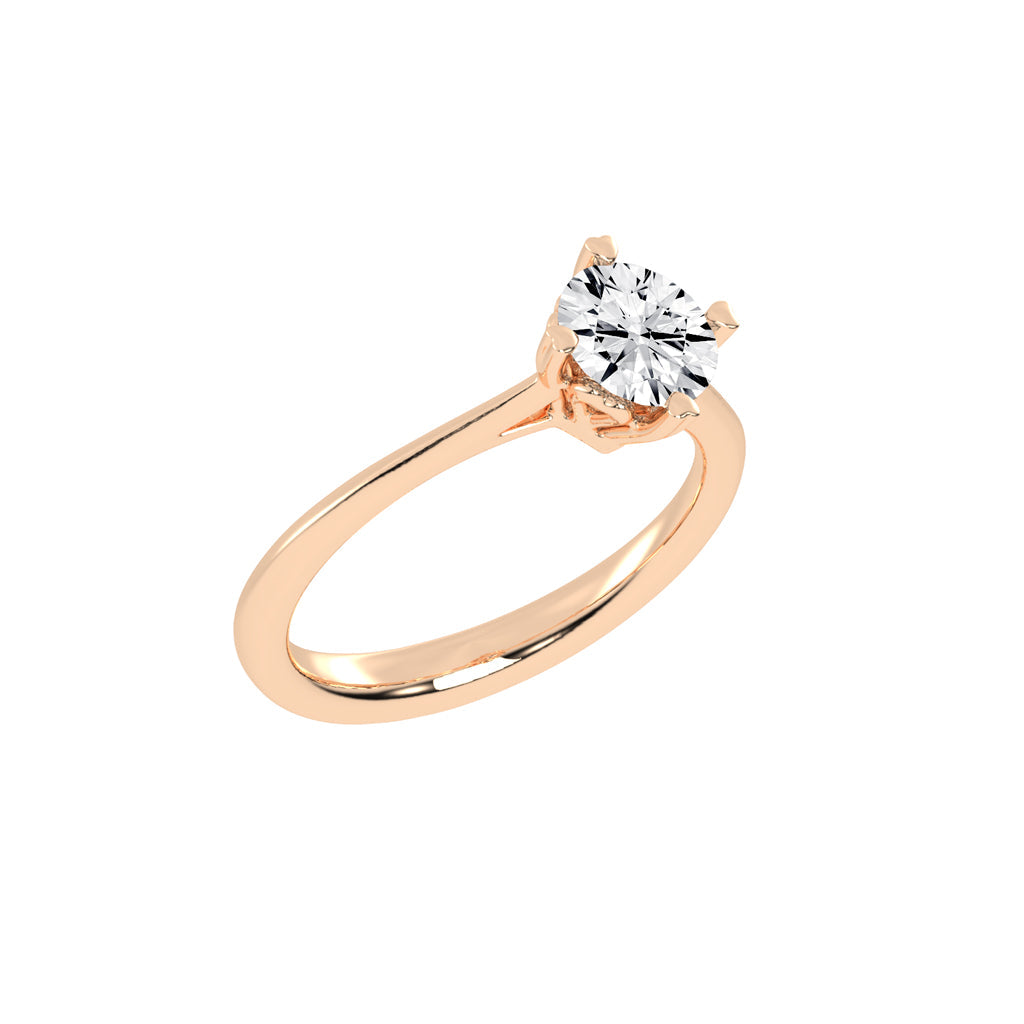 Solantica Four prong round cut solitaire lab diamond ring