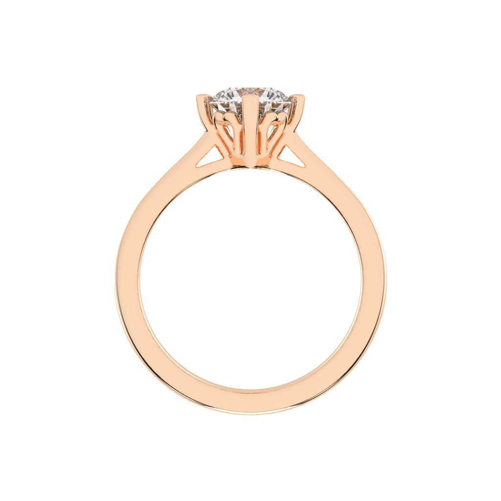 Solantica Four prong round cut solitaire lab diamond ring