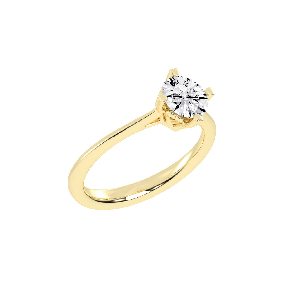 Solantica Four prong round cut solitaire lab diamond ring