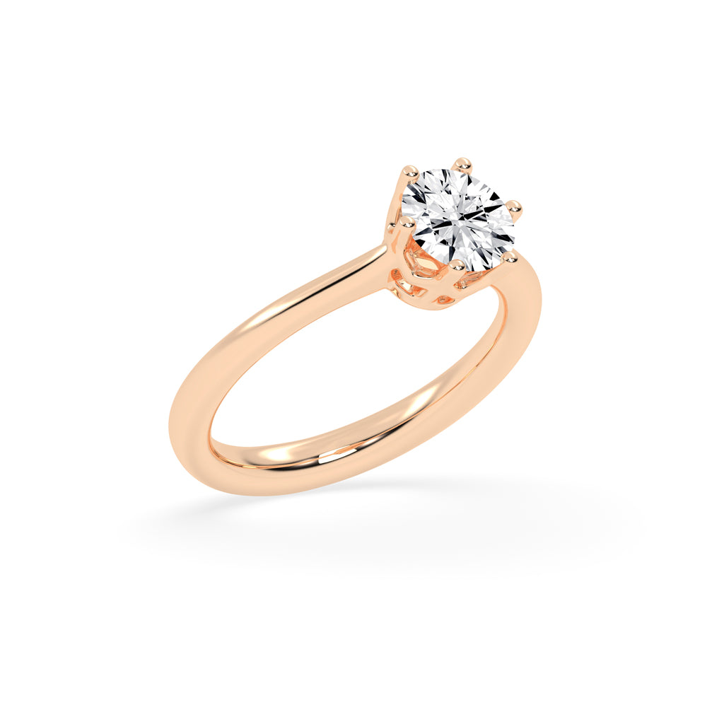 Solivis six prong round cut solitaire lab diamond ring