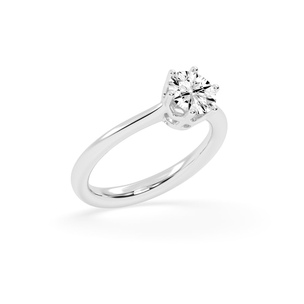 Solivis six prong round cut solitaire lab diamond ring