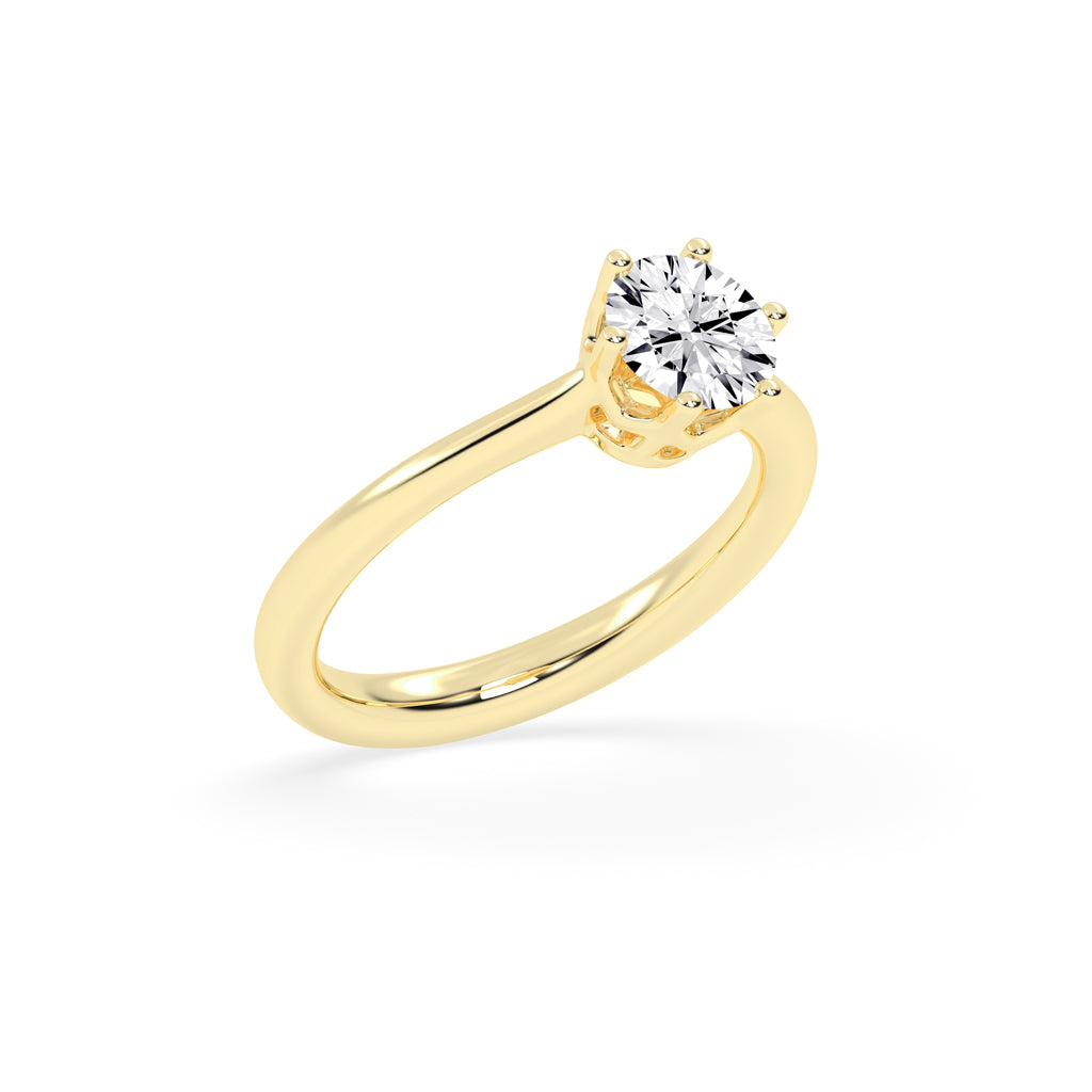 Solivis six prong round cut solitaire lab diamond ring