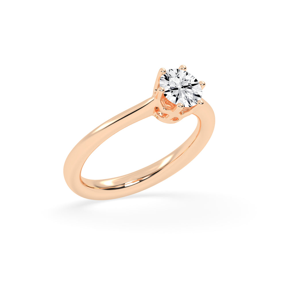 Solyris decorative style round cut solitaire lab diamond ring