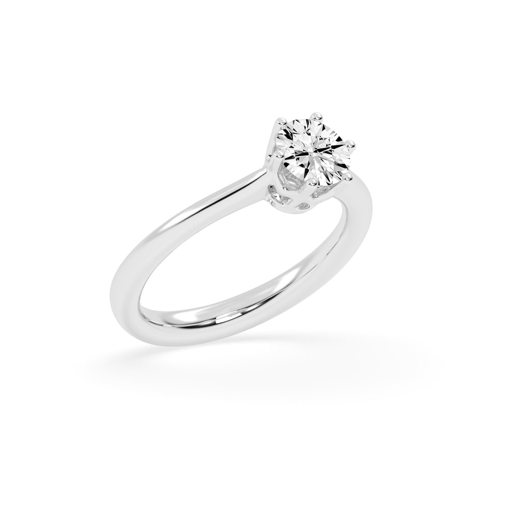 Solyris decorative style round cut solitaire lab diamond ring